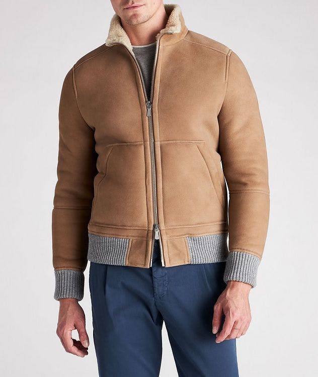 Eleventy Suede Shearling Bomber Jacket | Leather | Harry Rosen