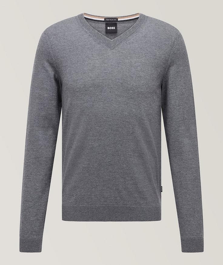 BOSS V-Neck Virgin-Wool Sweater