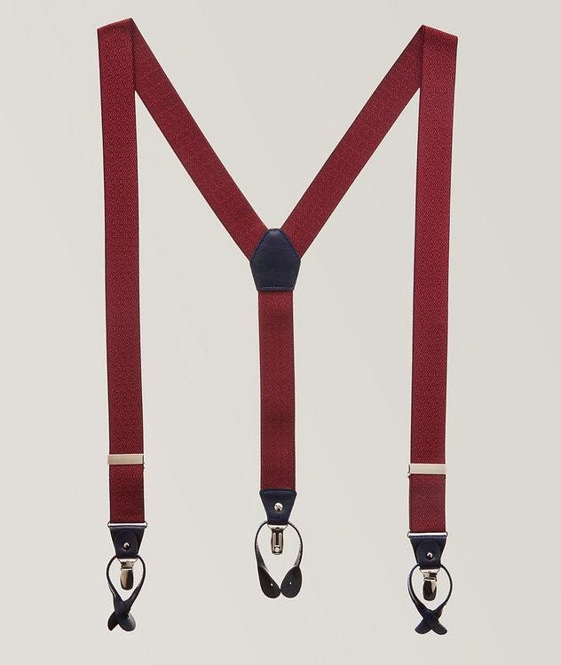 Harold Diamond Jacquard Leather Suspenders | Belts | Harry Rosen