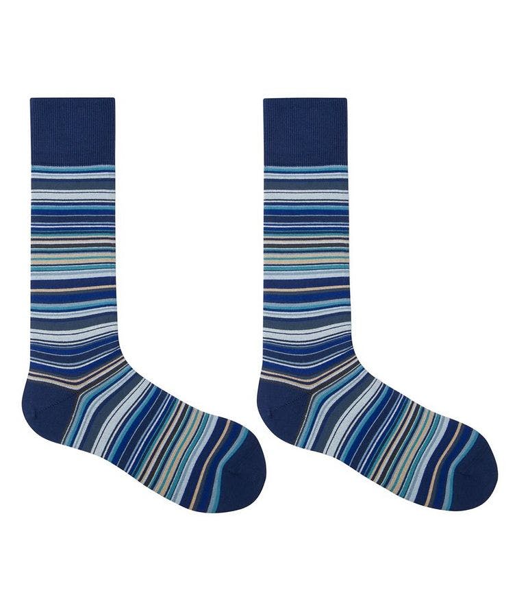 Signature Stripe Stretch Cotton-Blend Dress Socks image 1