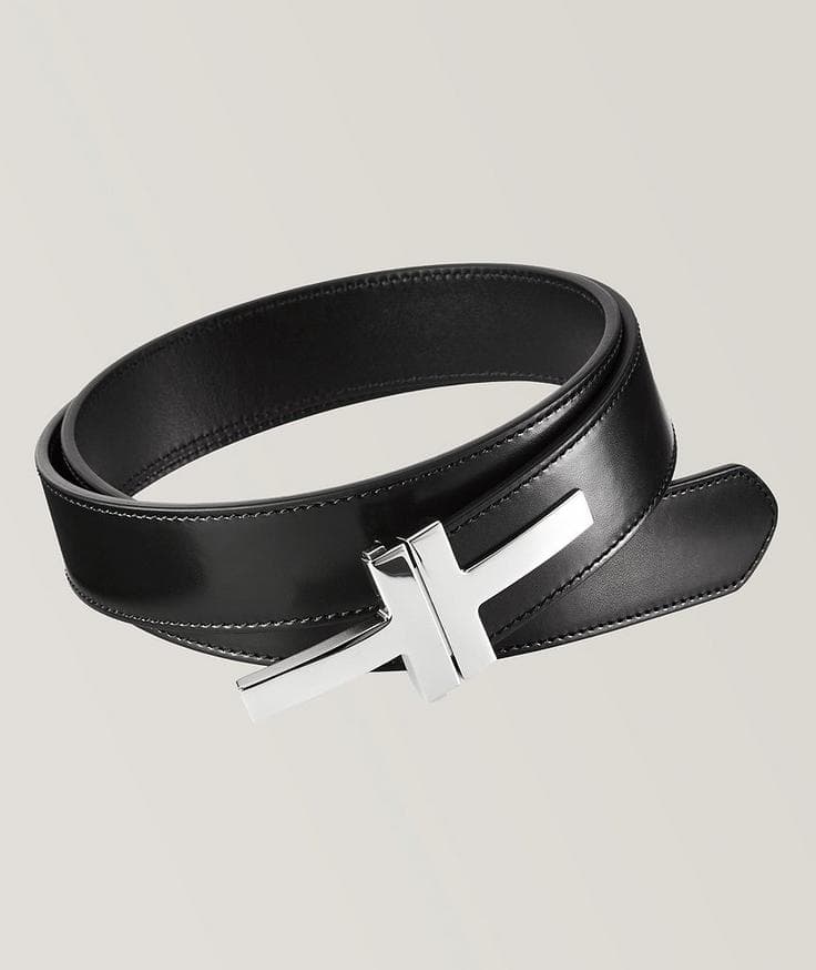 TOM FORD Ceinture en cuir à fermoir double en T