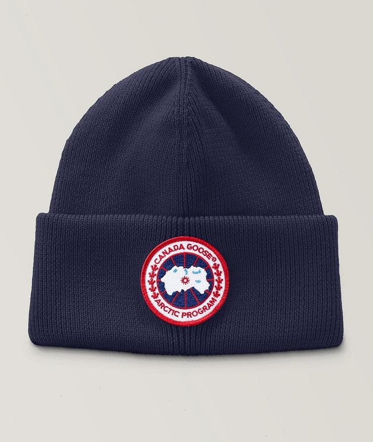 Canada Goose Tuque en tricot côtelé de laine avec écusson de marque