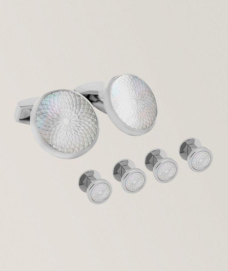 Round Rhodium Carbon Tablet Stud Set image 0