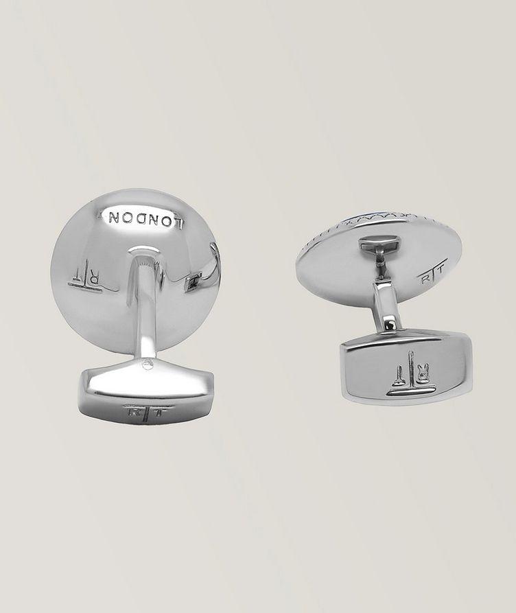 Rhodium Plated Bullseye Round Cufflinks image 1