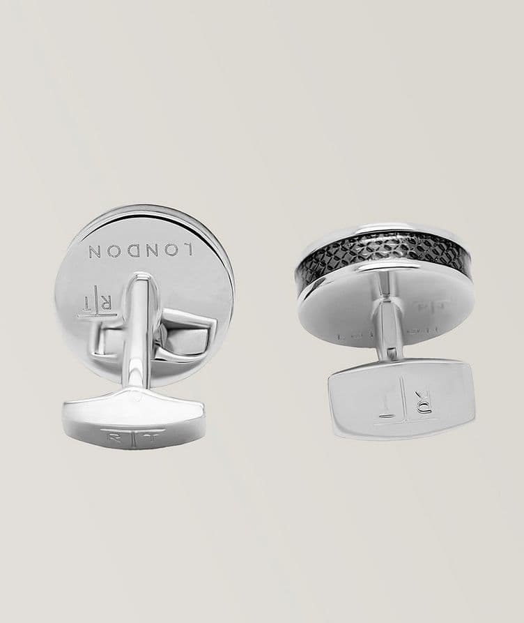 Boutons de manchette ronds en rhodium et en Alutex image 1