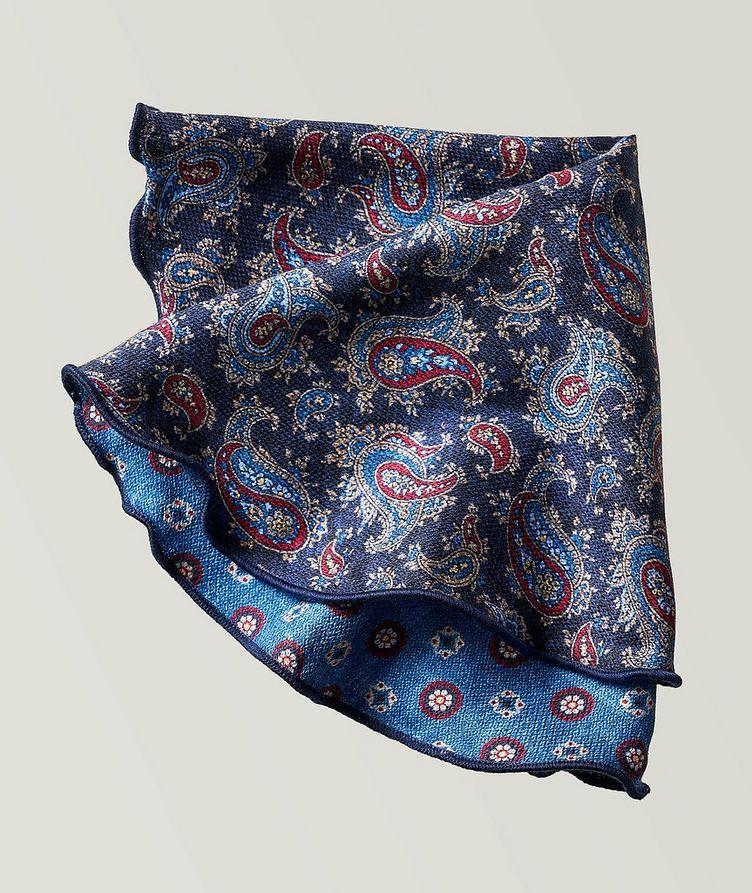 Reversible Medallion Paisley Print Silk Pocket Square image 0