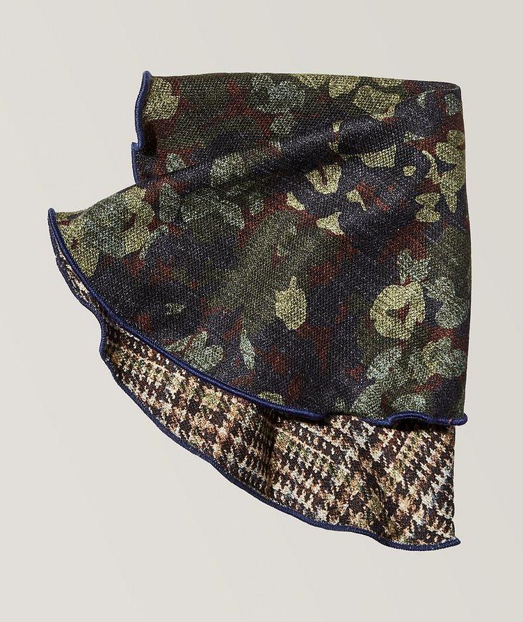 Reversible Houndstooth Floral Print Pocket Square image 0