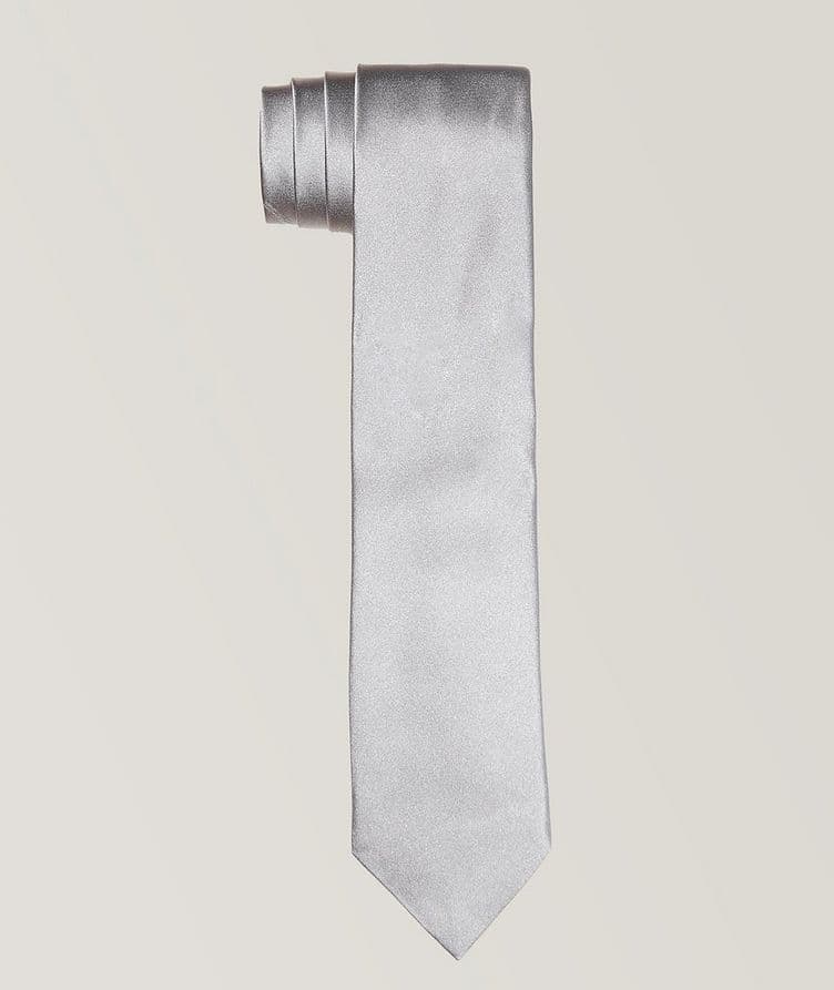 Grey Solid Formal Silk Tie  image 0