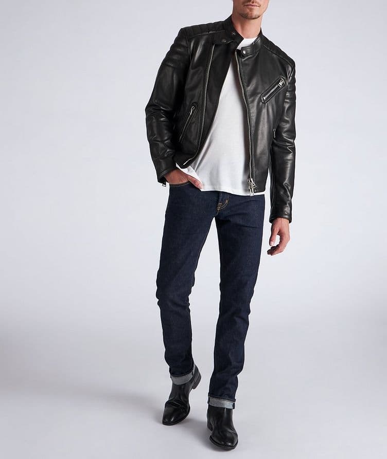 Blouson de style moto en cuir de veau image 1