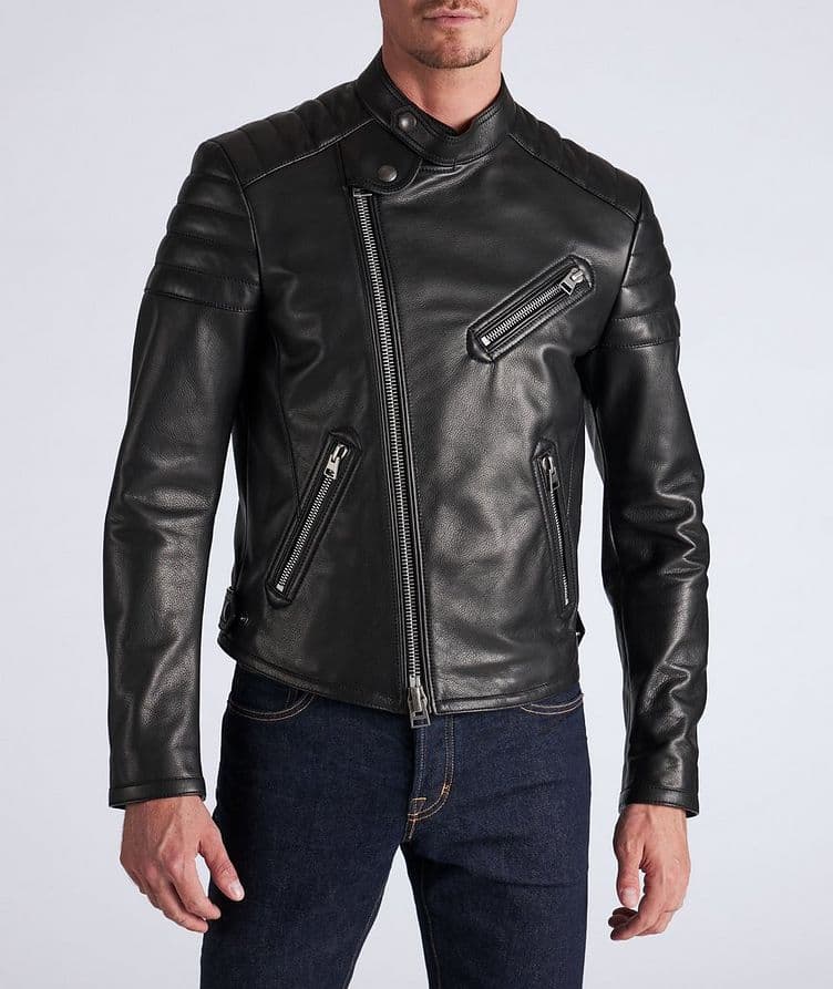 Blouson de style moto en cuir de veau image 2