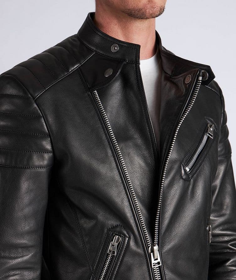 Blouson de style moto en cuir de veau image 5