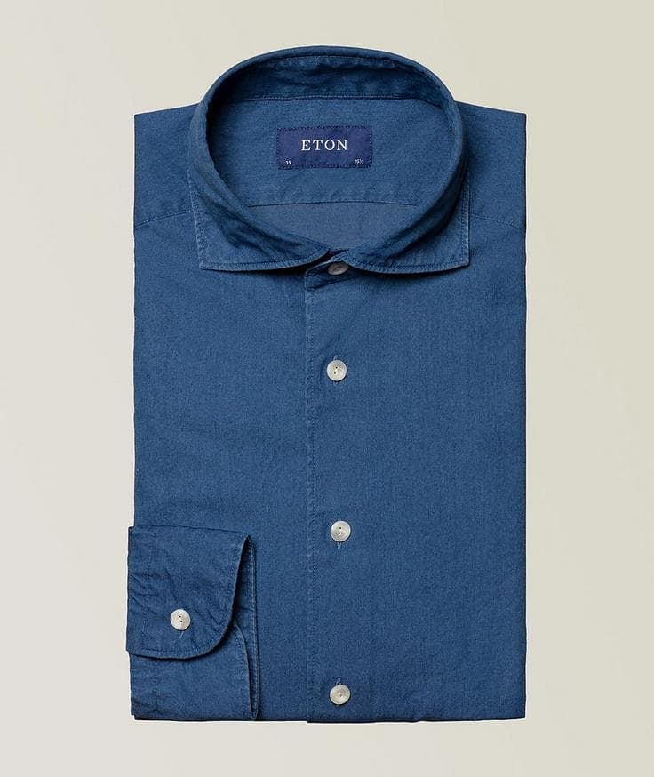 Eton Chemise en denim de coupe amincie