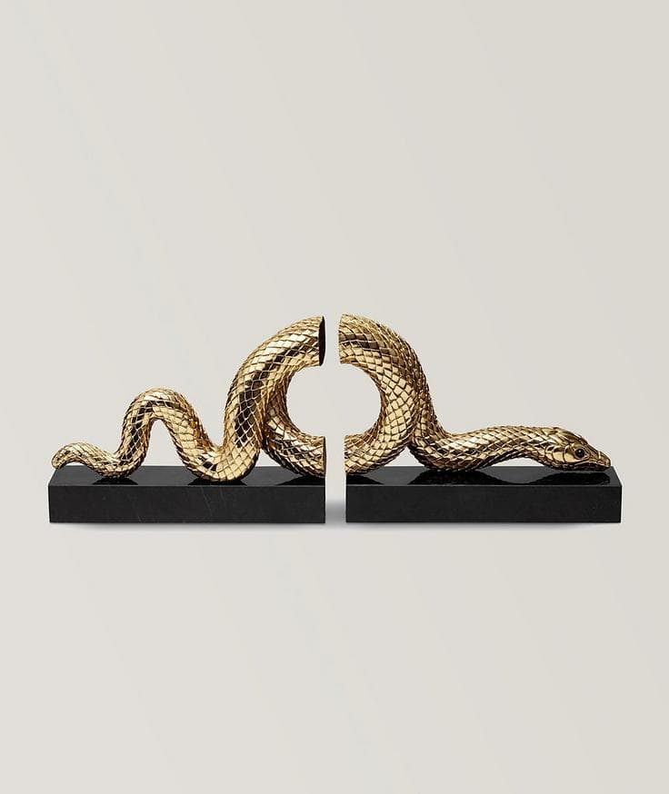 L'Objet L'Objet Gold Snake Book Ends 2pc Set 