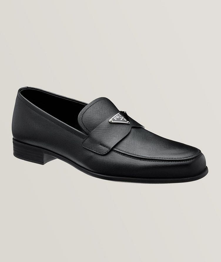 Plaque Logo Grained Leather Loafers image 0