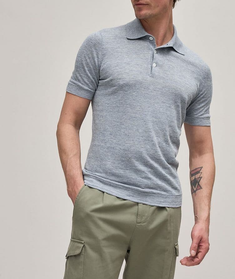 Linen-Cotton Knit Melange Polo image 2