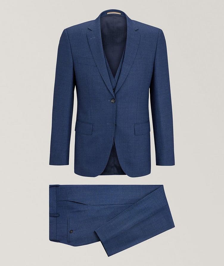 Slim-Fit Micro-Pattern Virgin-Wool Blend Suit image 0