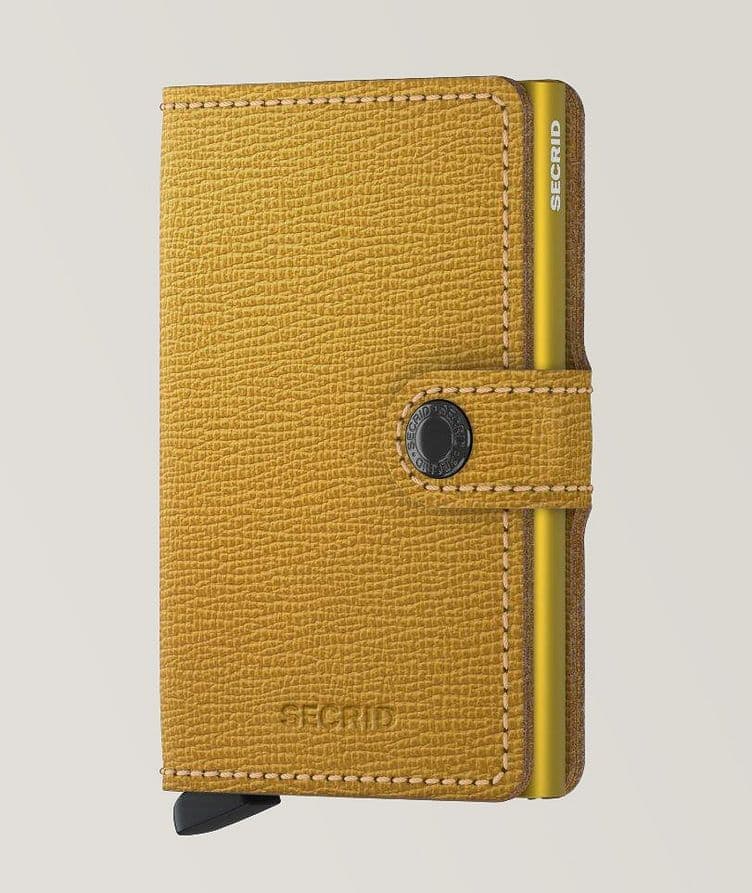 Grained Leather Ochre Mini Wallet image 0