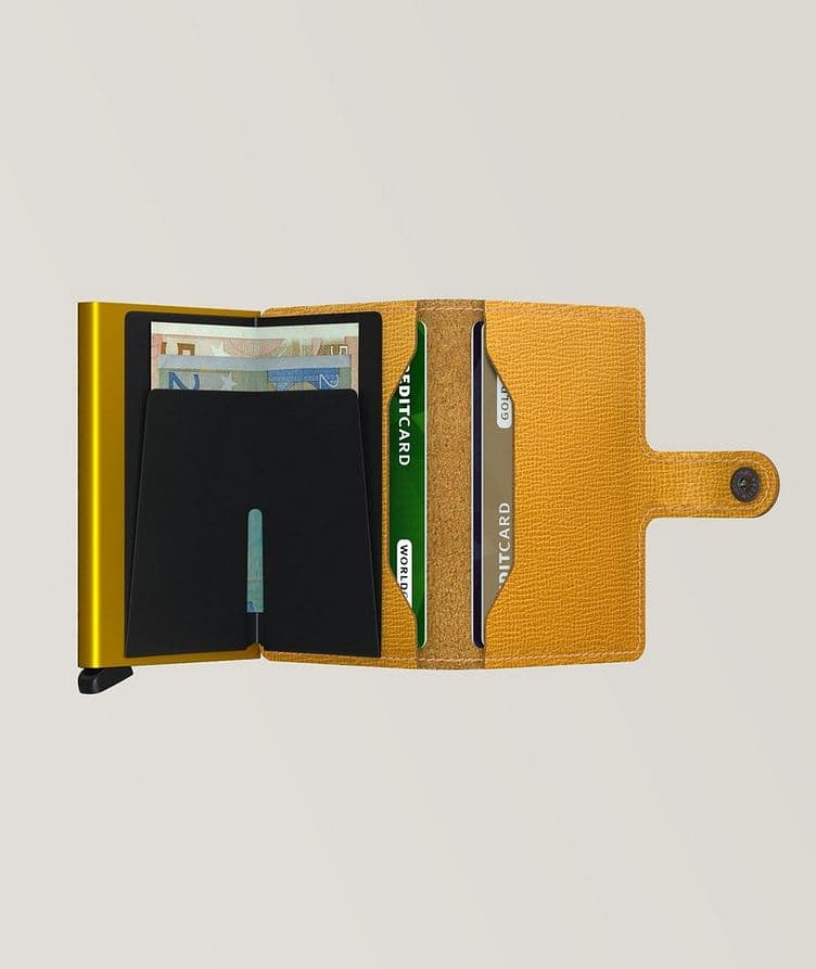 Grained Leather Ochre Mini Wallet image 1