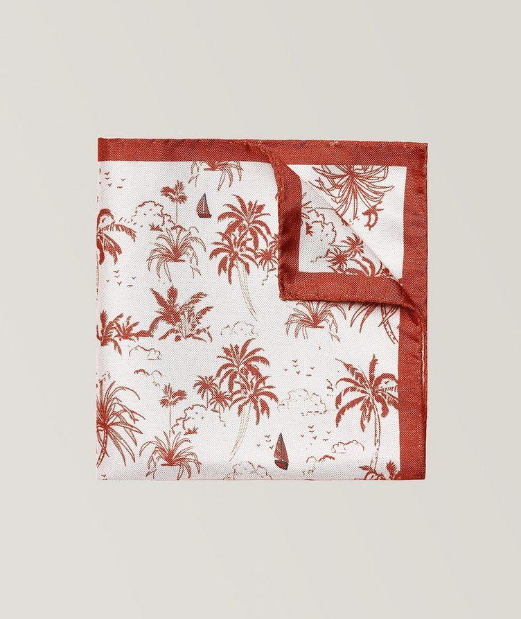 Double Faced Palm Tree & Sailboat Pattern Silk Pocket Square image 1