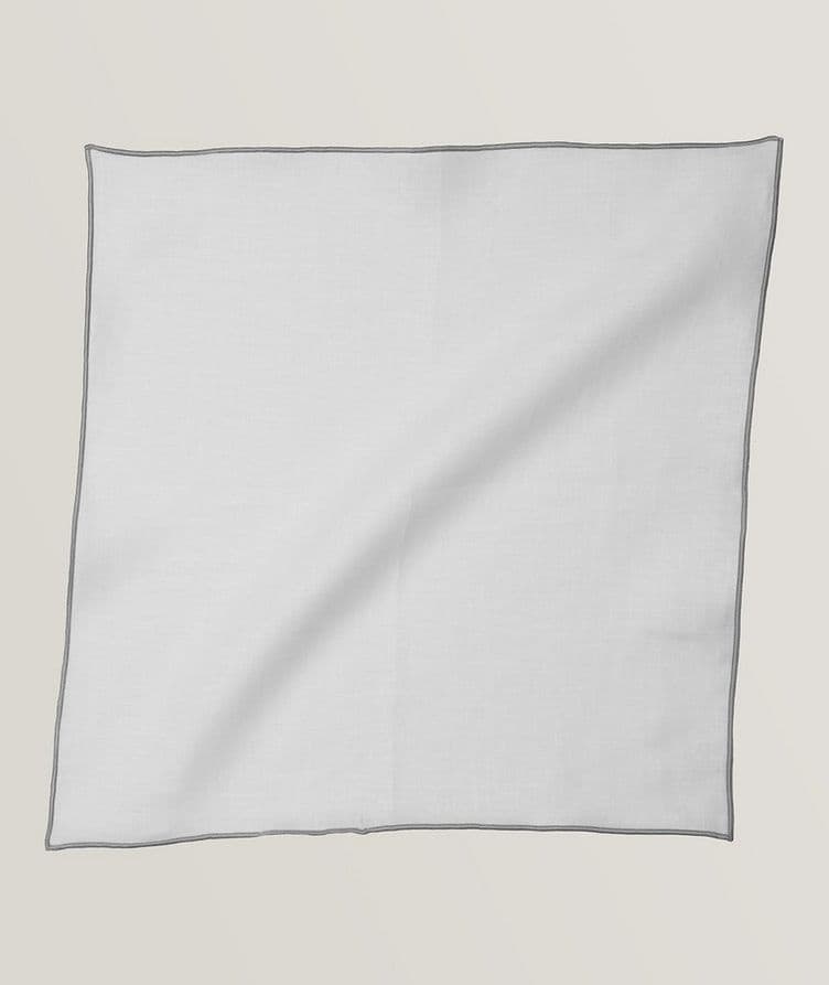 Contrast Trim Linen Pocket Square image 0