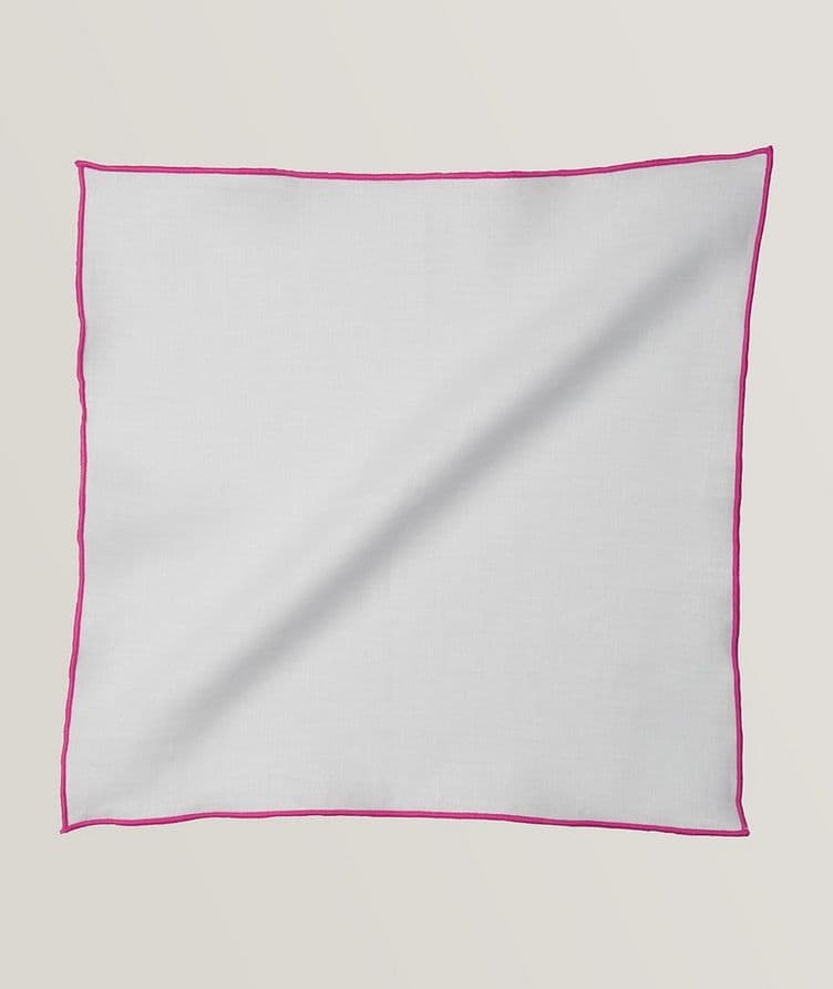 Contrast Trim Linen Pocket Square image 0