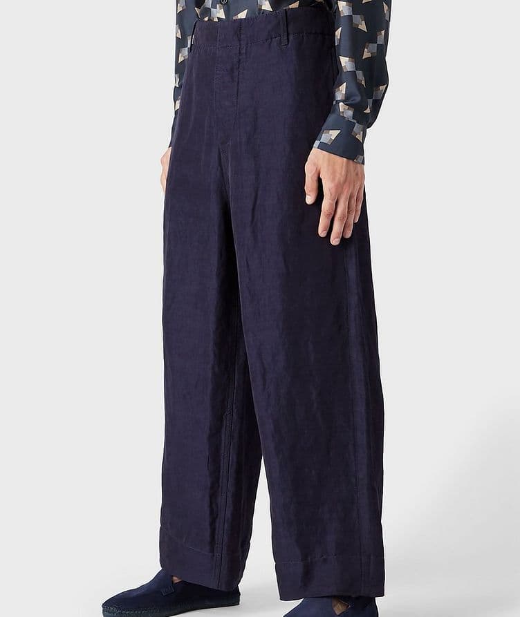 Micro Herringbone Weave Linen-Viscose Trousers image 1