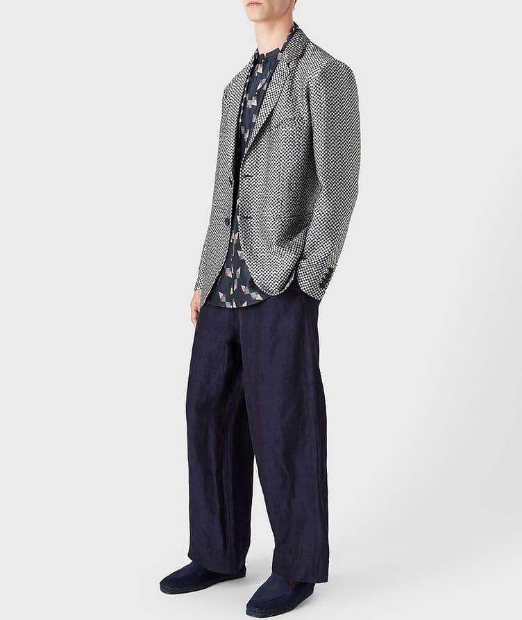 Micro Herringbone Weave Linen-Viscose Trousers image 3