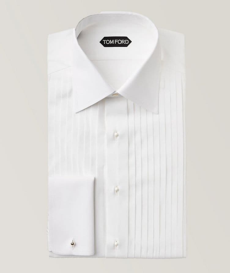 Slim-Fit Front Pleated Poplin Dress Shirt image 0