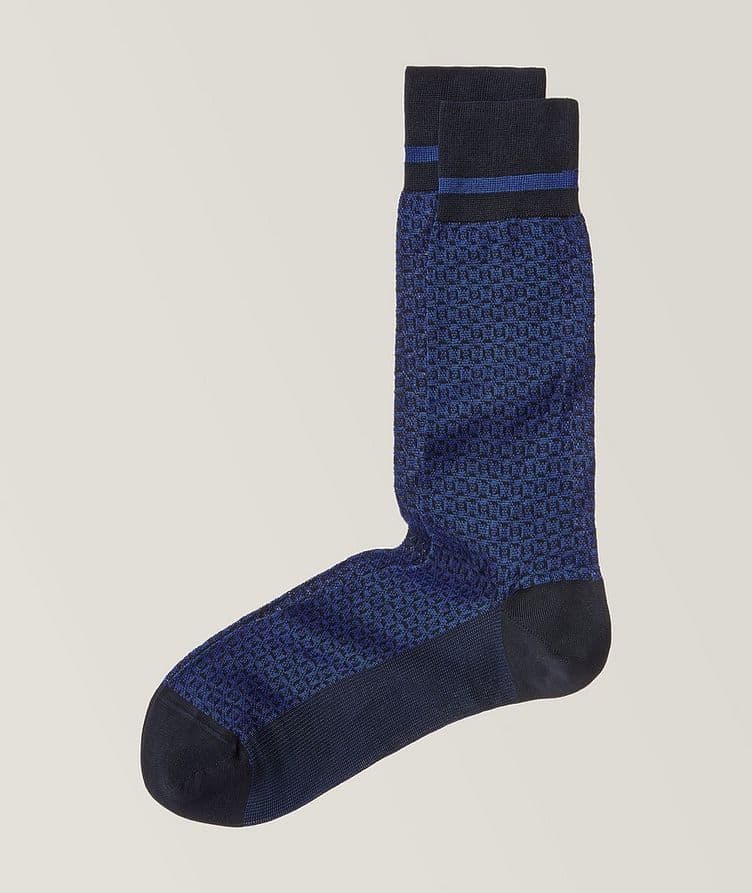 Geometric Striped Stretch-Cotton Blend Socks image 0