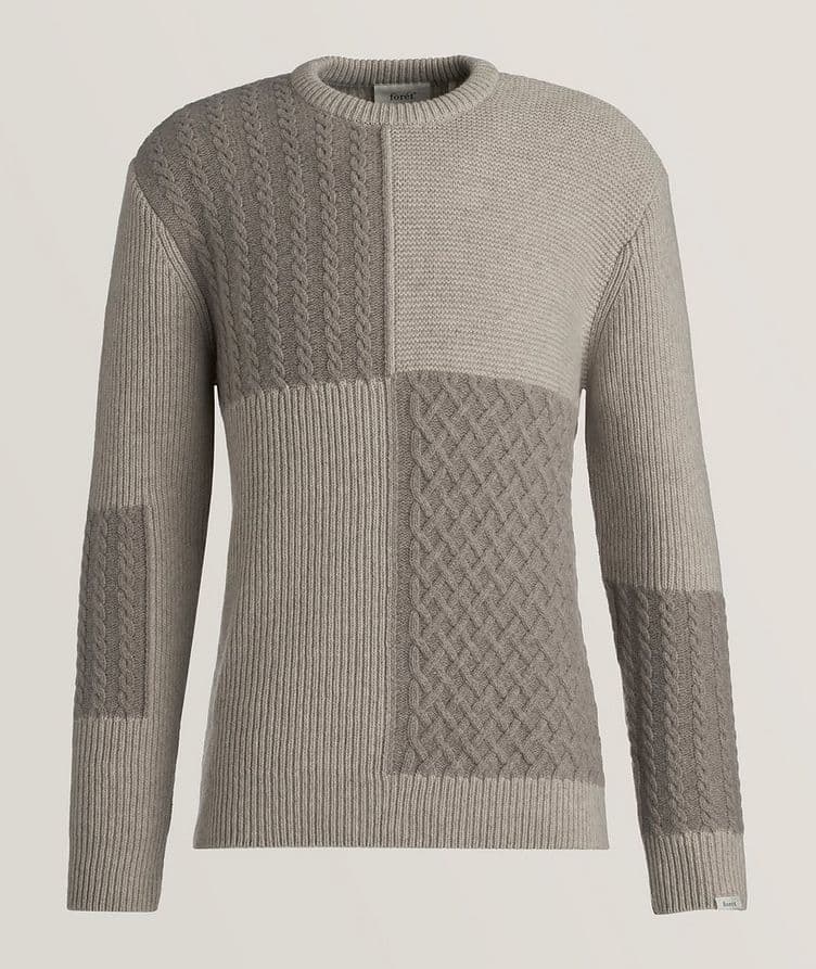 Patchwork Wool-Blend Crewneck Sweater image 0