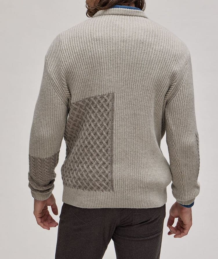 Patchwork Wool-Blend Crewneck Sweater image 2