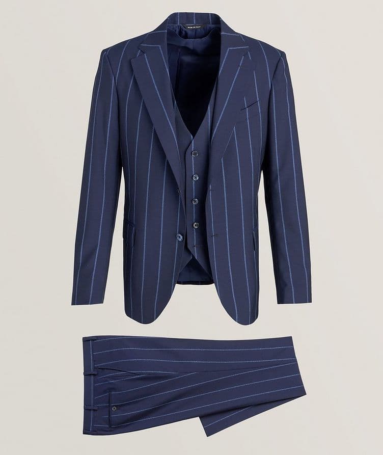 Wide Stripe Wool Three-Piece Suit image 0