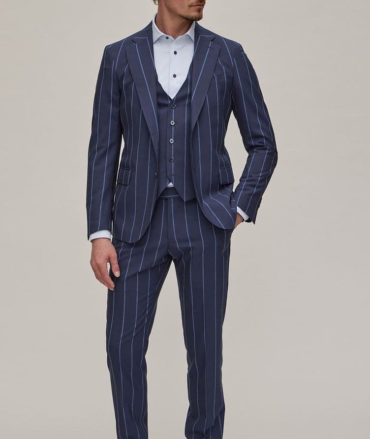 Wide Stripe Wool Three-Piece Suit image 1