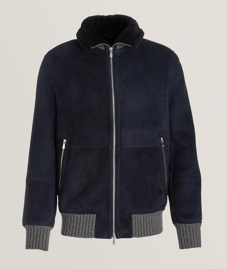 Brunello Cucinelli Blouson en suède et en rason