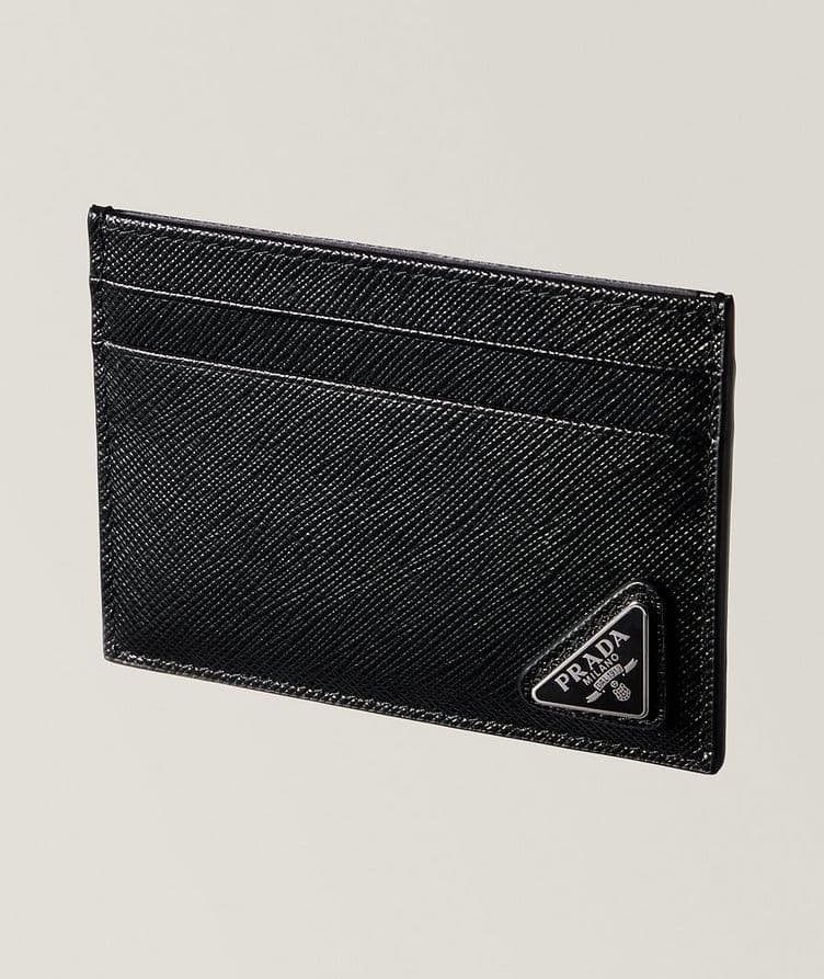 Porte-carte en cuir Saffiano avec plaque de marque image 0