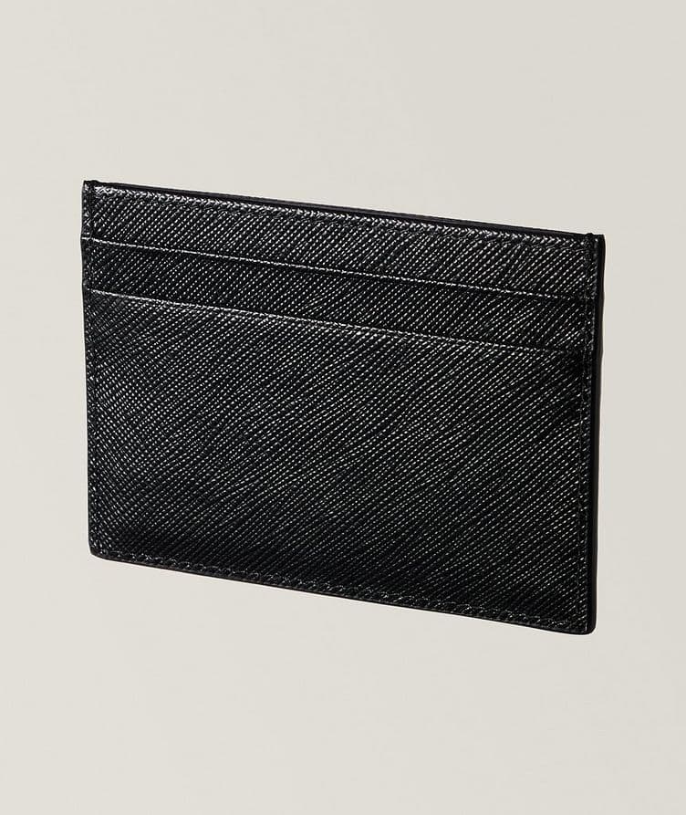 Porte-carte en cuir Saffiano avec plaque de marque image 1