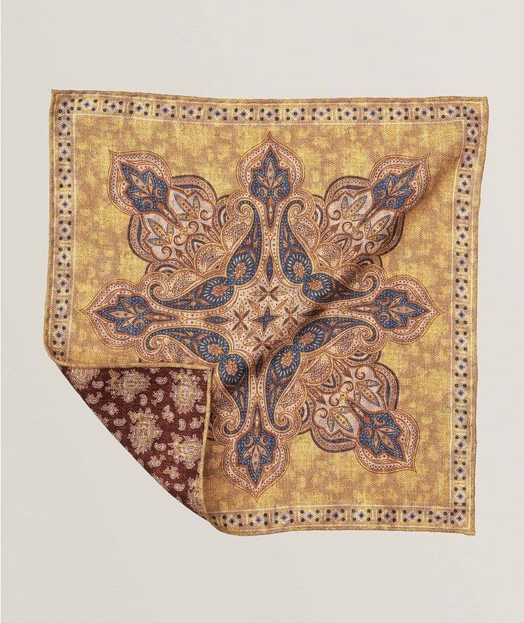 Reversible Paisley Silk Pocket Square image 0