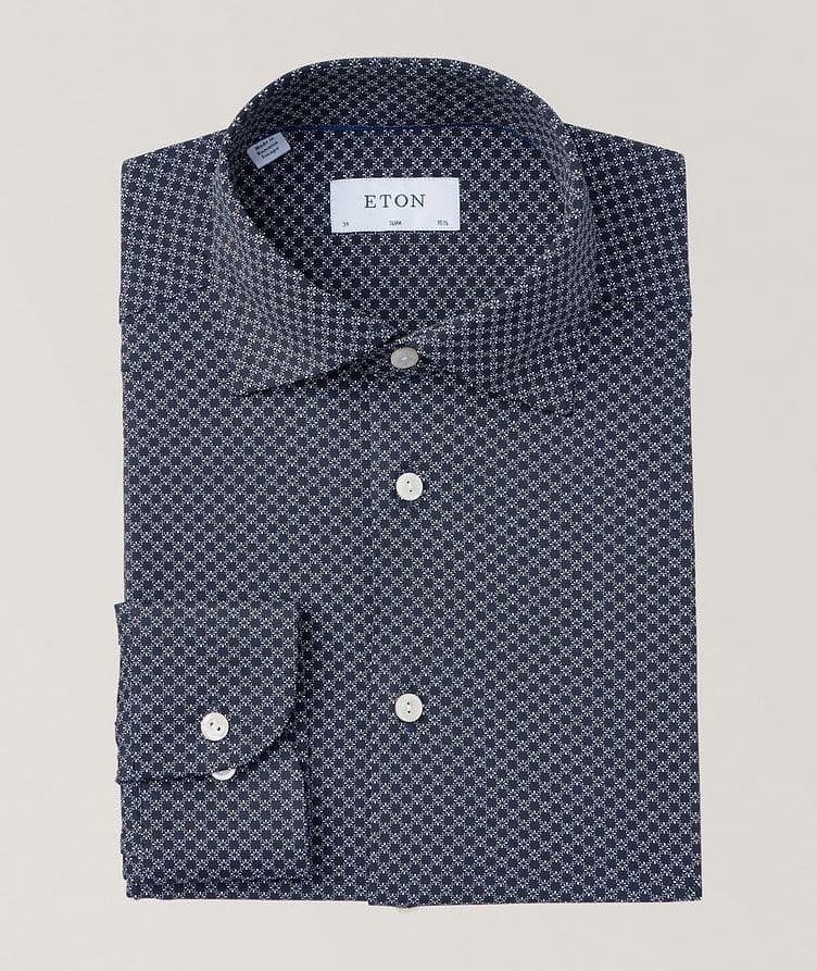 Slim Fit Stretch-Fabric Micro Pattern Dress Shirt image 0