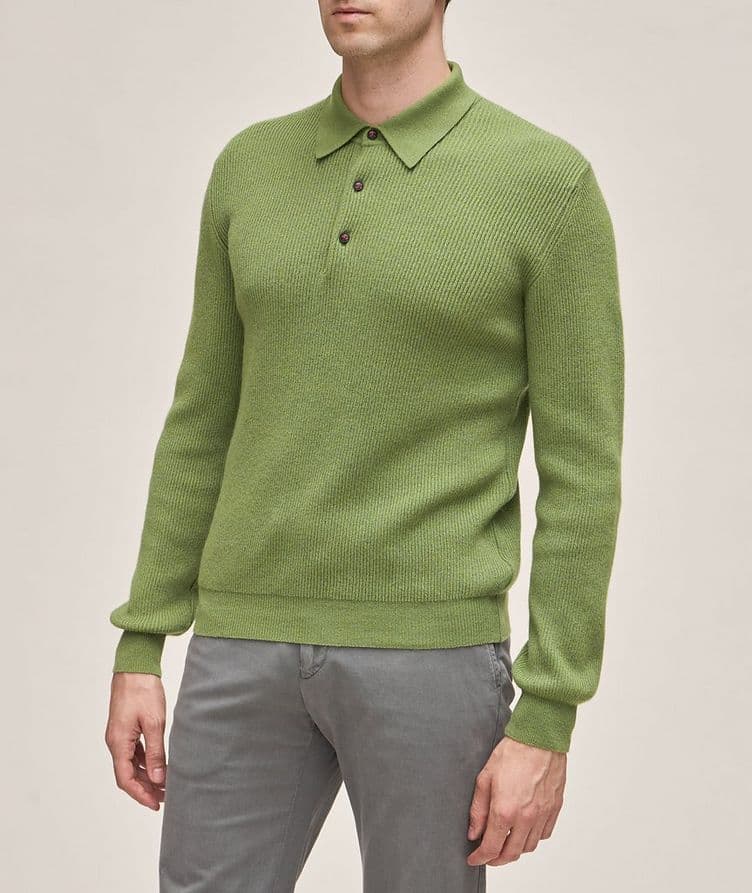 Cashmere Ribbed Knitted Polo image 3