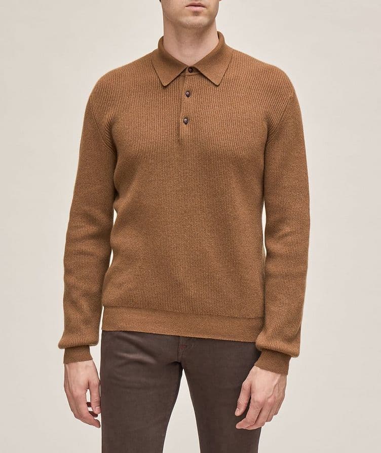 Cashmere Ribbed Knitted Polo image 1