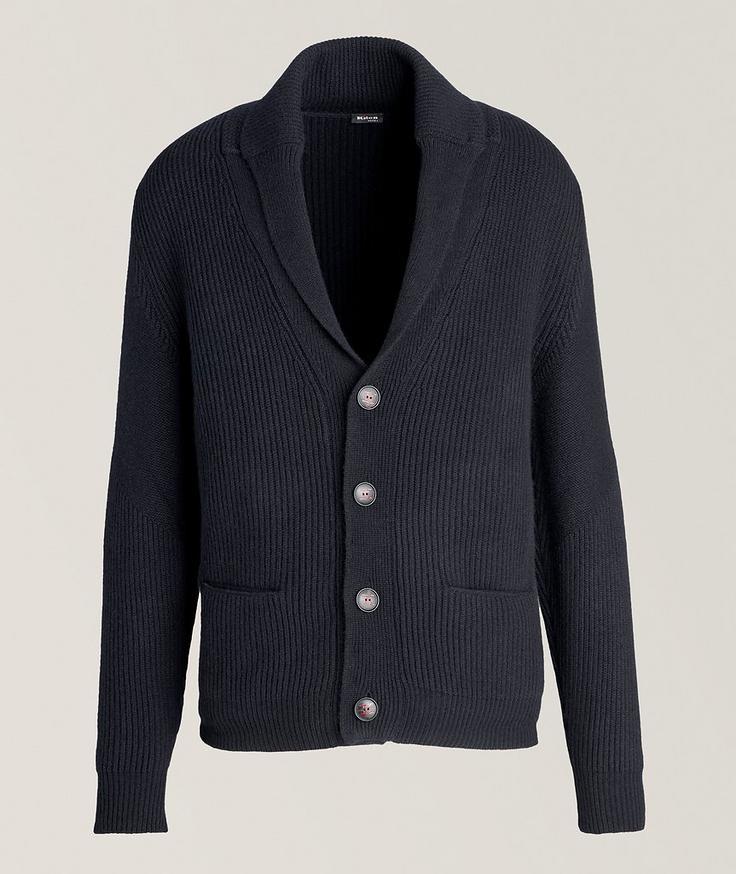 Kiton Cardigan en tricot côtelé de laine