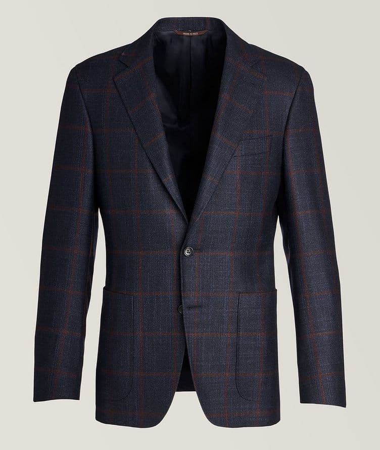 Kei Wool, Silk & Cashmere Windowpane Check Sport Jacket image 0