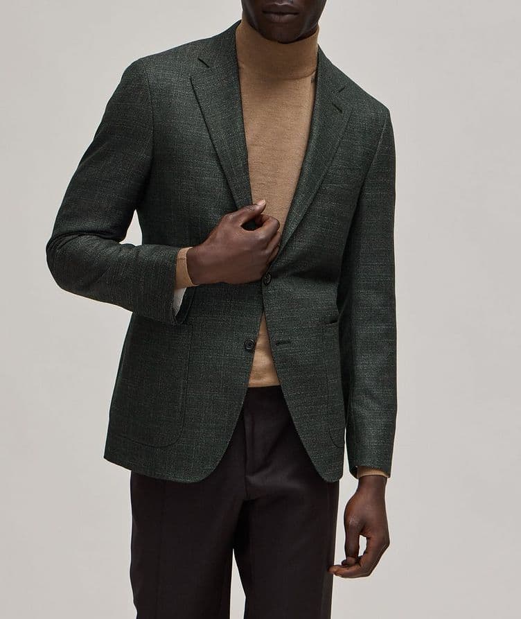 Kei Herringbone Wool, Silk & Cashmere Sport Jacket  image 1