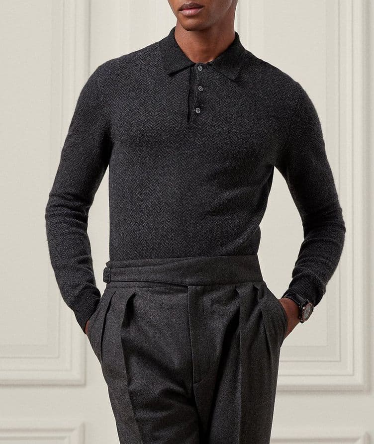 Herringbone Cashmere Polo image 1