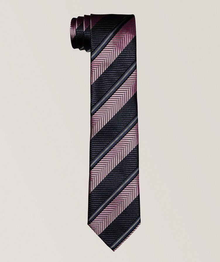 Herringbone Striped Pattern Silk Tie image 0