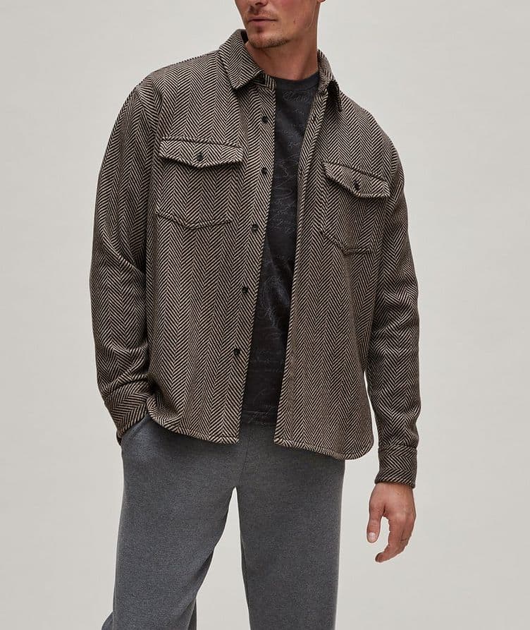 Herringbone Weave Cashmere-Blend Overshirt image 1