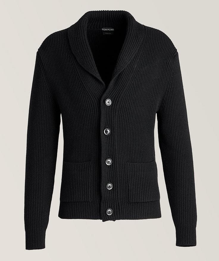 TOM FORD Wool-Silk Shawl Collar Cardigan 