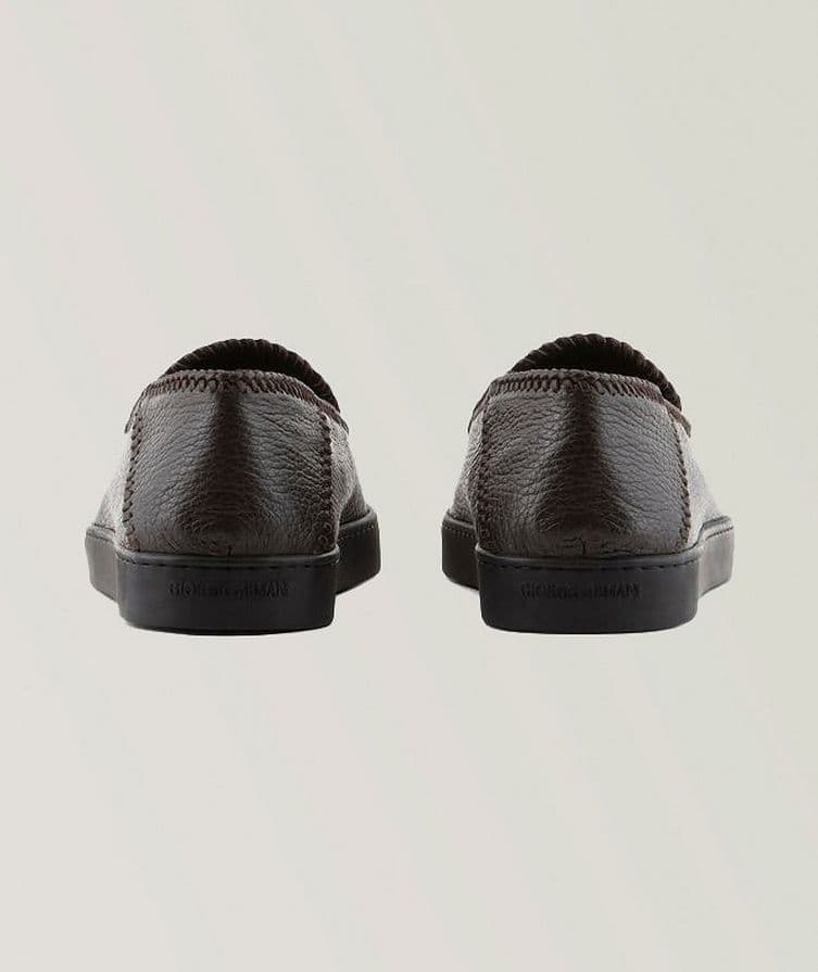 Exposed Threading Deerskin Leather Slip-Ons  image 3