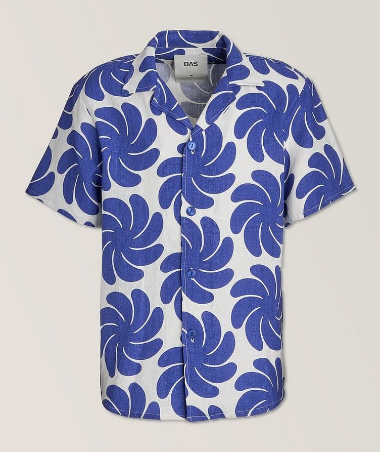 Chemise décontractée en lin à motif ondulé image 0