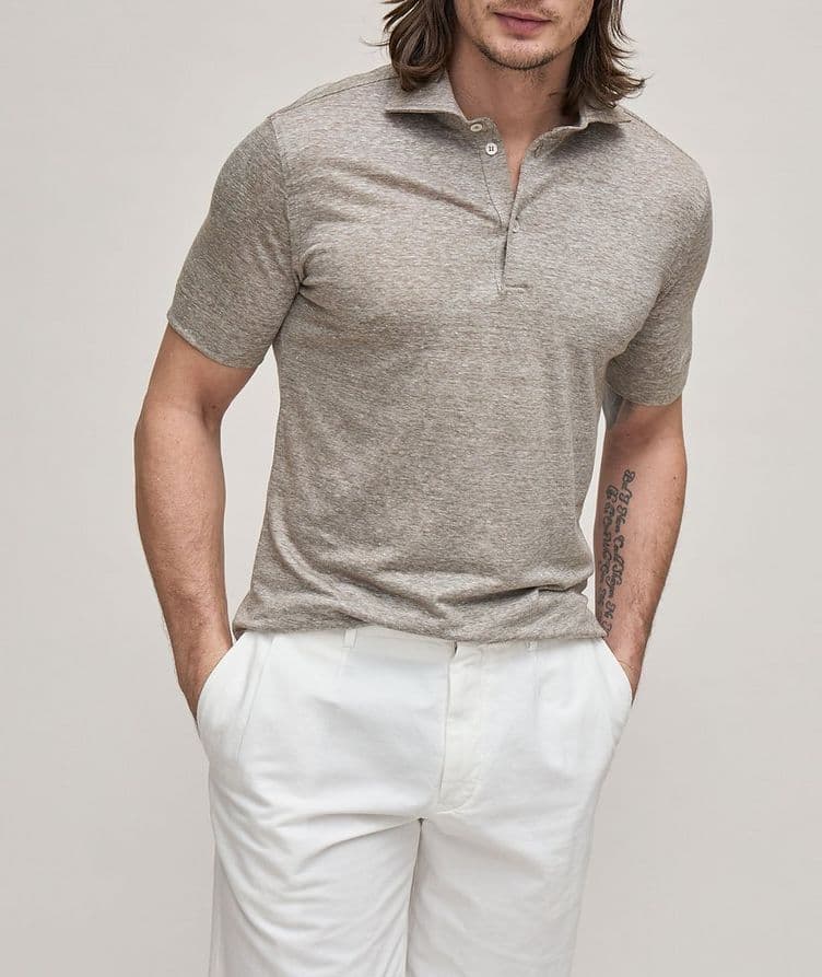 Heathered Virgin Wool-Linen Polo image 1